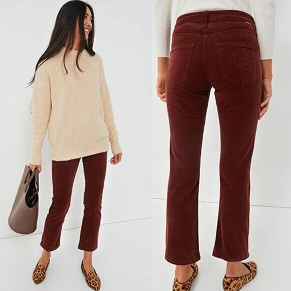 NEW MOTHER Corduroy Mid Rise Rider Ankle Brown Pant in Rum Russian Size: 28 - Picture 7 of 7